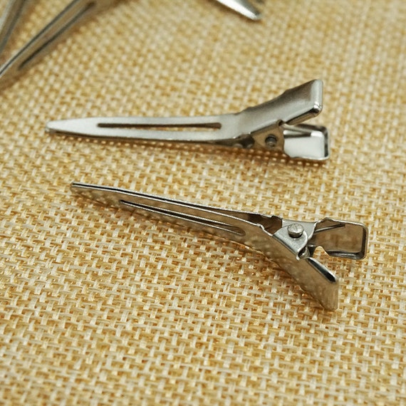 50 or 100 clips Flat Alligator Hair Clip Silver Colour 47mm long 8mm 25