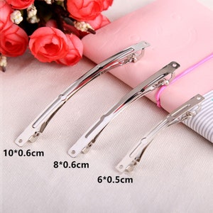 10 PCS 60-100mm High quality french barrettes, Silver Curved top Metal,Hair Barrettes,Blank Barrettes,Baby Clips 1-86 image 2