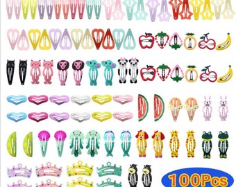 36-100 PCS/lot 5cm Children's hair clip side clip cartoon small animal paint dripping oil BB clip set hair accessories material wholesale