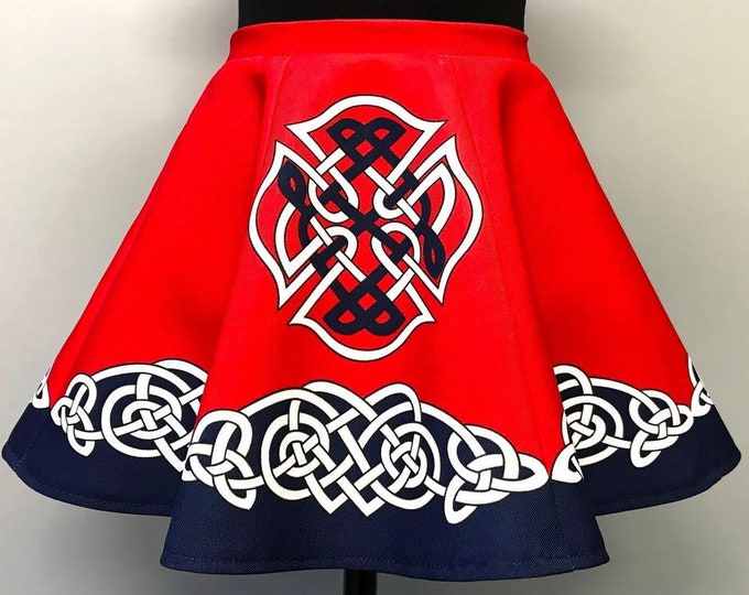 Toddler Size Irish Dance/Skirt/ European Style/Personal Skirt For Irish Dancing/Practice And Competitions/ Celtic/ Swan/ Red/ Navy Blue