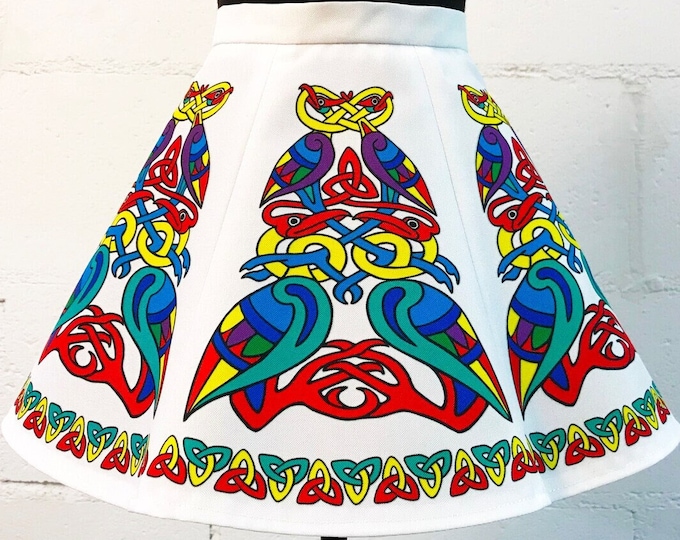 Toddler Size Irish Dance/Skirt/ European Style/Personal Skirt For Irish Dancing/Practice And Competitions/ Celtic/ Swan/ White/ Colorful