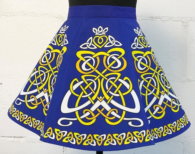 Toddler Size Irish Dance/Skirt/ European Style/Personal Skirt For Irish Dancing/Practice And Competitions/ Celtic/ Swan/ Blue