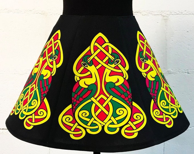 Toddler Size Irish Dance/Skirt/ European Style/Personal Skirt For Irish Dancing/Practice And Competitions/ Celtic/ Swan/ Black/ Colorful