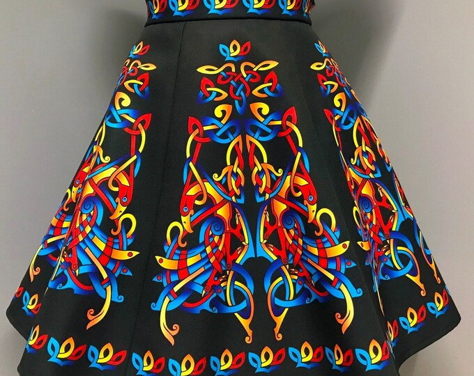 Toddler Size Irish Dance/Skirt/ European Style/Personal Skirt For Irish Dancing/Practice And Competitions/ Celtic/ Swan/ Black/ Colorful
