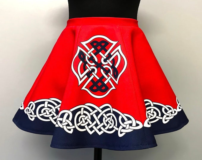 Irish Dance/Skirt/ European Style/Personal Skirt For Irish Dancing/Practice And Competitions/ Celtic/red/cross/digital print