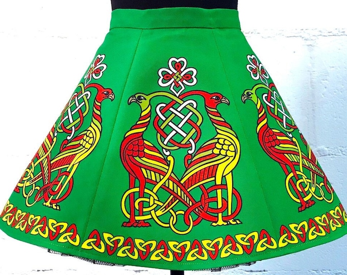 Toddler Size Irish Dance/Skirt/ European Style/Personal Skirt For Irish Dancing/Practice And Competitions/ Celtic/ Swan/ Green
