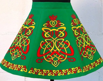 Child Size Irish Dance/Skirt/ European Style/Personal Skirt For Irish Dancing/Practice And Competitions/ Celtic/ Swan/ Green