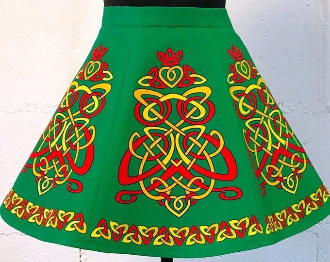 Toddler Size Irish Dance/Skirt/ European Style/Personal Skirt For Irish Dancing/Practice And Competitions/ Celtic/ Swan/ Green