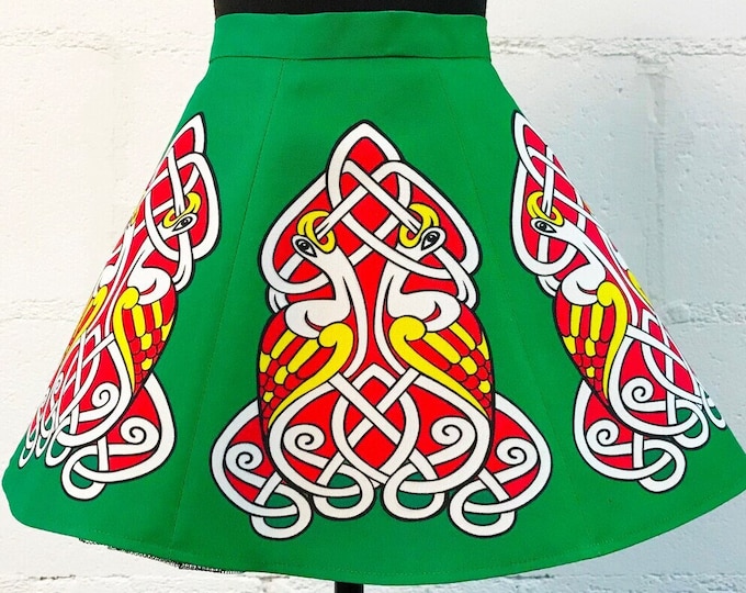 Toddler Size Irish Dance/Skirt/ European Style/Personal Skirt For Irish Dancing/Practice And Competitions/ Celtic/ Swan/ Green