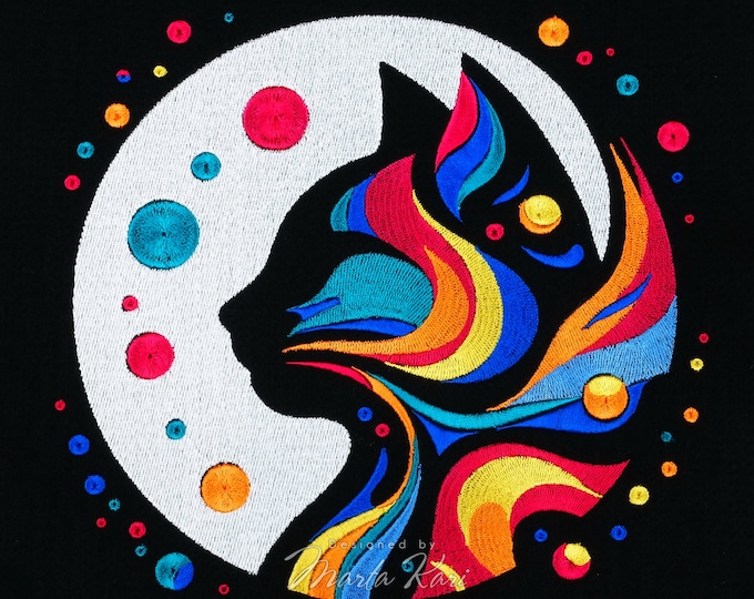 Psychedelic Cat Machine Embroidery File,Modern Cat Art,Cat Lover Gift,Boho Cat Embroidery,Vibrant Cat Face,Pop Art Kitten,Feline Pop Art