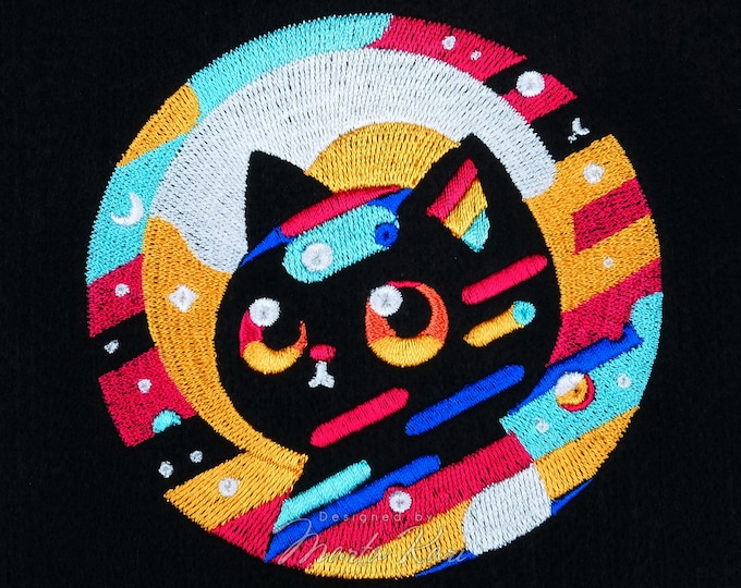 Psychedelic Cat Machine Embroidery File,Modern Cat Art,Cat Lover Gift,Boho Cat Embroidery,Vibrant Cat Face,Pop Art Kitten,Feline Pop Art