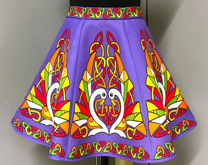 Toddler Size Irish Dance/Skirt/ European Style/Personal Skirt For Irish Dancing/Practice And Competitions/ Celtic/ Swan/ Purple