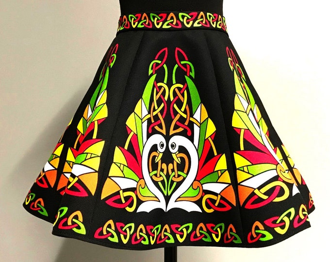 Irish Dance/Skirt/ European Style/Personal Skirt For Irish Dancing/Practice And Competitions/ Celtic/ Swan/ Black/Royal Purple