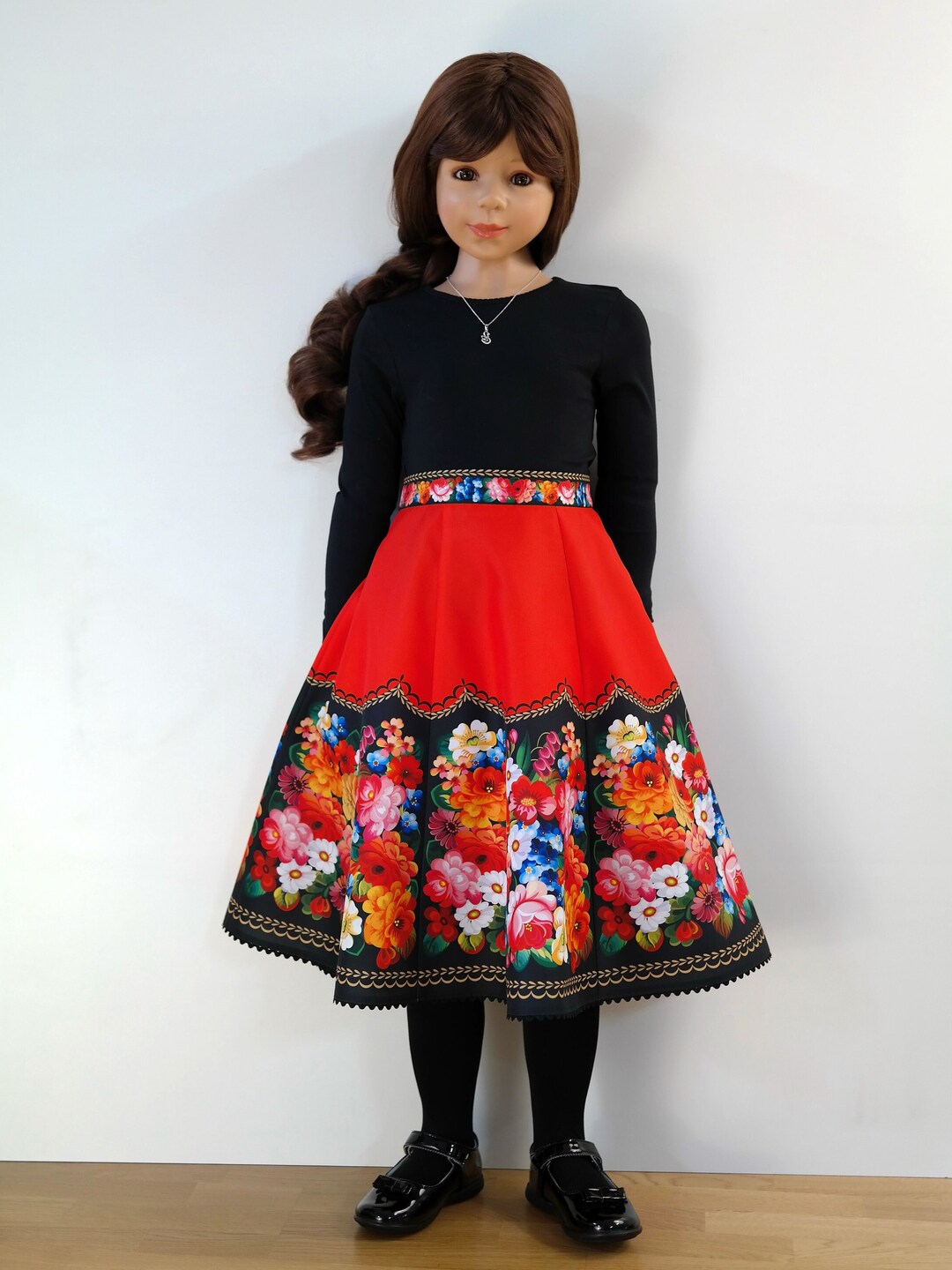 Aline Flower Red Skirt/winter Red Floral Print Skirt/floral Red Skirt