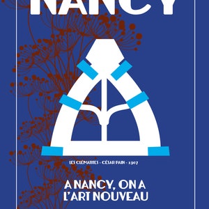 Affiche Nancy. Art Nouveau. Idée cadeau. Lorraine. Illustration vintage.Art Digital. Ombelle nature