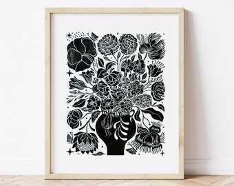 Vase III, Original block Print, Linocut Print, Handcut Print, Linoleum block print, Limited edition print, Art print, Original art