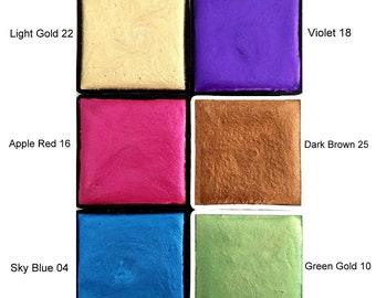 Metallic foil watercolor set, mega size, handmade, professional artist paint, 6 colors-set:02