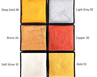 Metallic foil watercolor set, mega size, handmade, professional artist paint, 6 colors-set:01