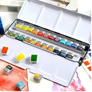 Winsor Newton Cotman Watercolor Set 24 Colors Metal Box Artist Paint