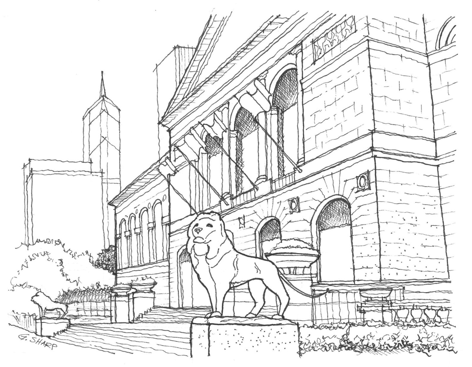 Print the Chicago Art Institute pen and Ink Rendering Etsy