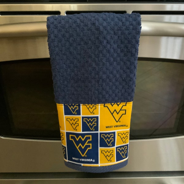 West Virginia University Hand Towel, WVU, West Virginia Mountaineer Towel, West Virginia University Kitchen Towel