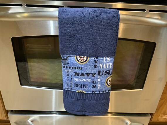 Navy hand towels for bathroom sale