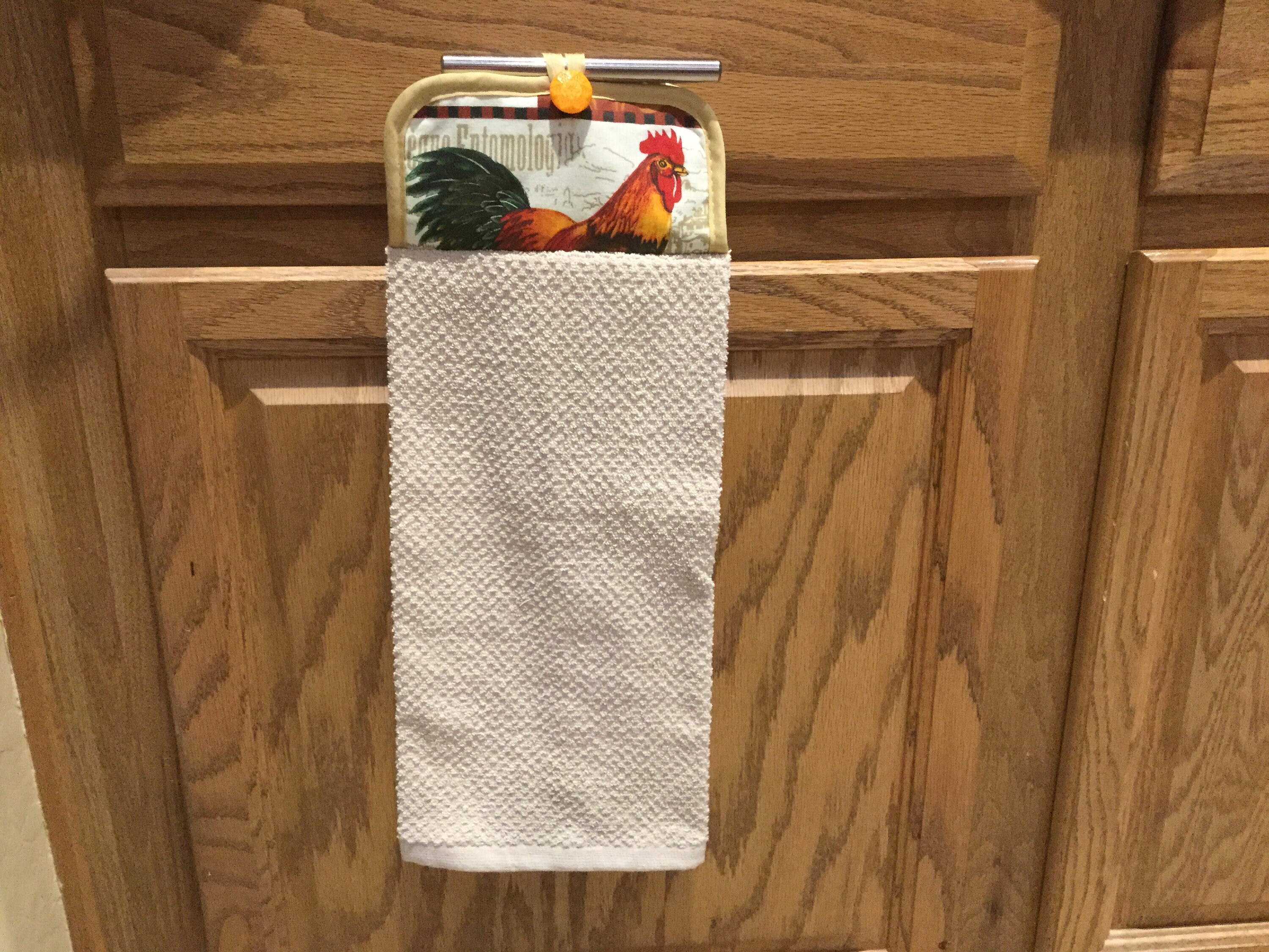 Hanging kitchen towels with sewn on pot holder and button Etsy