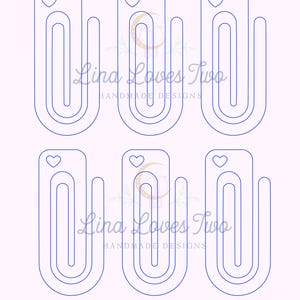ジャンボ ペーパークリップ ハートタブ SVG テンプレート デジタルファイル（レーザーおよびビニールカットファイル用） | ペーパークリップ ブックマーク | ハート ブックマーク | ハートタブ ブックマーク