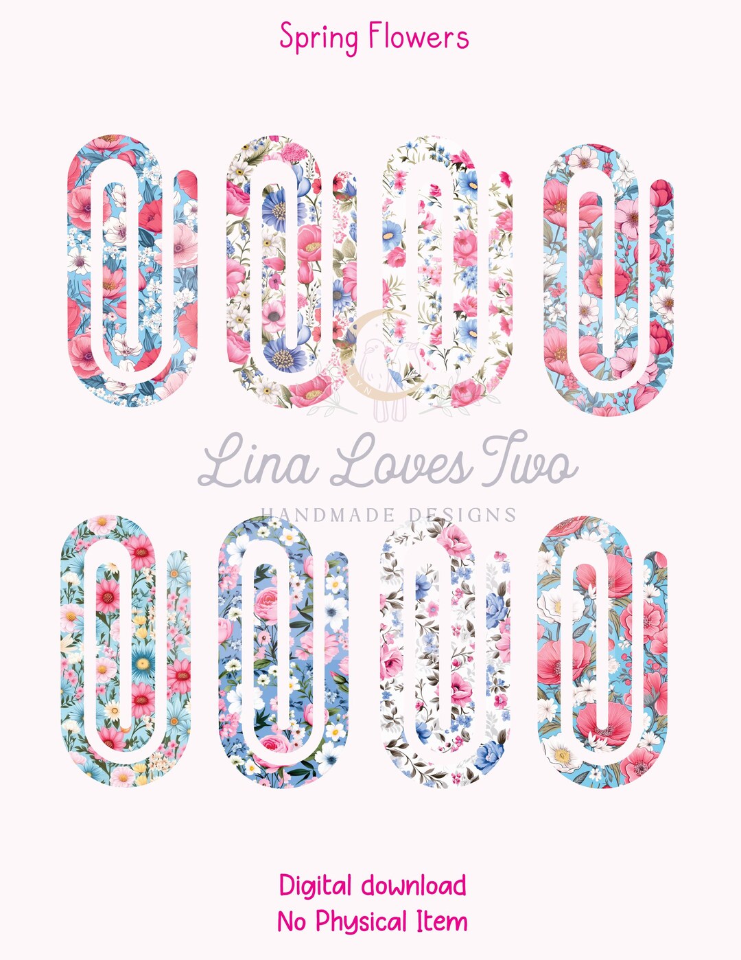 Floral Jumbo Paperclip PNG: Spring Flower Bouquet Sublimation (digital ...