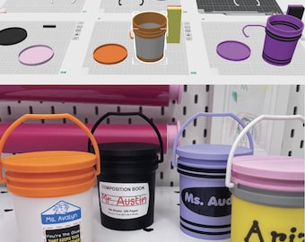 School Supply Mini Bucket 3MF Files | Teacher Gift, Desk Decor (Digital Download)