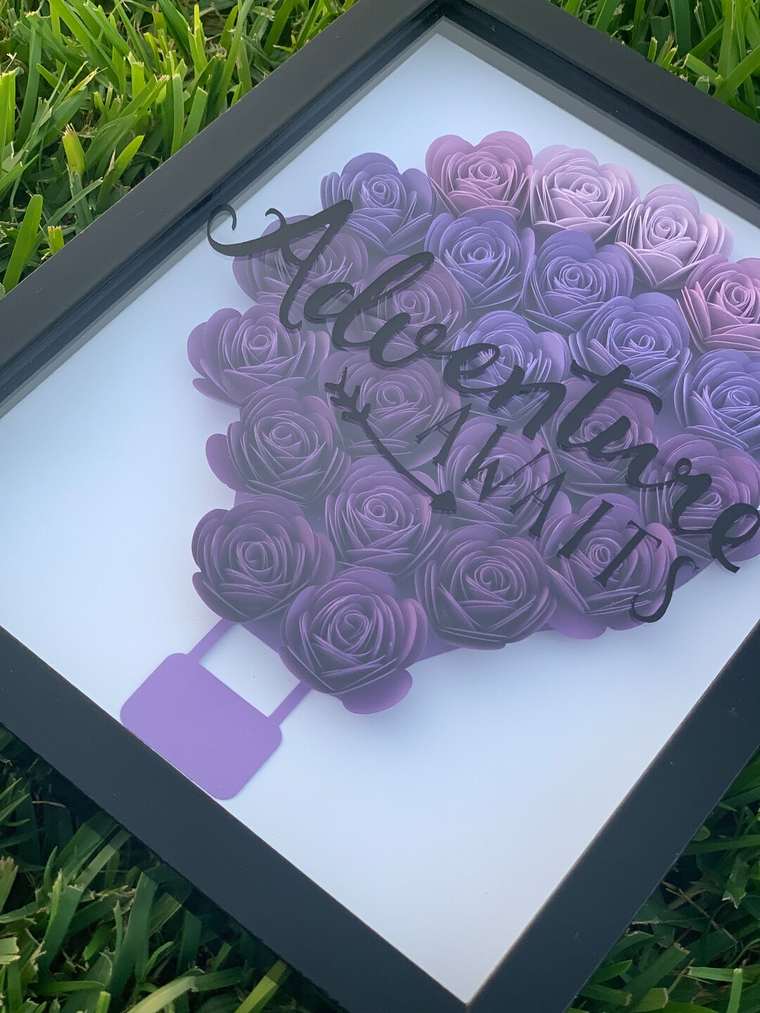 Floral Shadow Box, Adventure Awaits, Paper Flower, Shadow Box, 3D