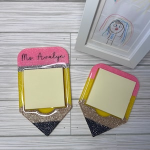 Glitter Pencil Post-It Holder: Teacher Desk Decor