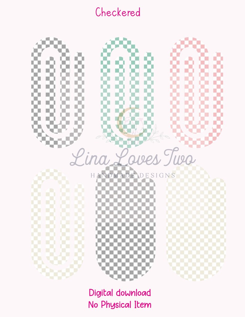 Paperclip Not Rounded Pastel Gingham Jumbo Paperclip PNG: Sublimation Bookmark Design ...