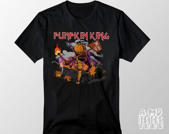 Halloween T-Shirt Pumpkin King Iron Maiden Halloween T-Shirt  Unisex Fit and Ladies Fit