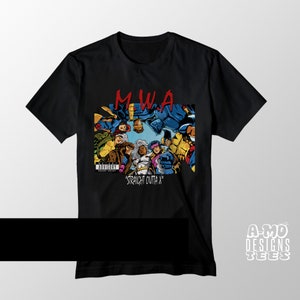 Straight Outta X Animated Rap album Cover NWA T-Shirt Mashup Unisex and Ladies Fit image 1