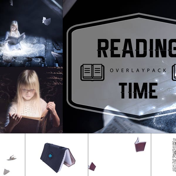 Reading Time - 50 Buecher, Schriften und Blaetter Overlays