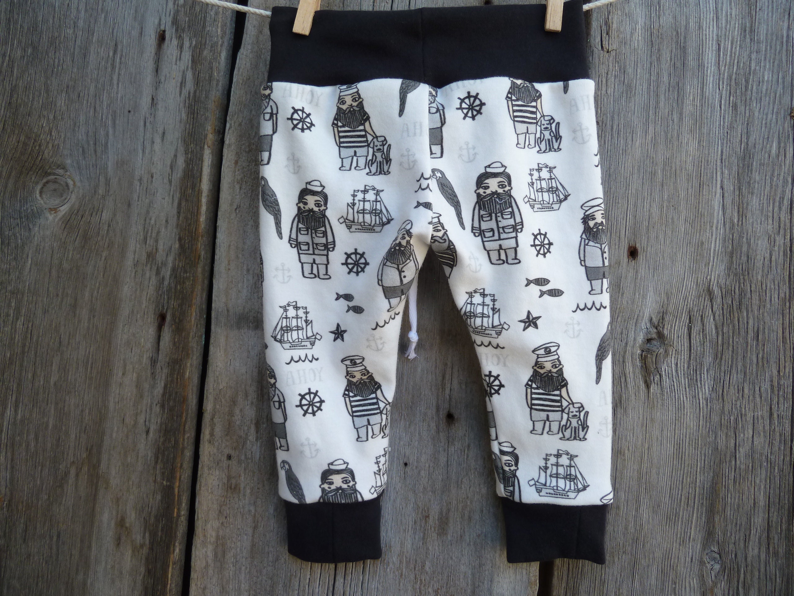 Baby boy cloths Organic leggings ocean monochrome baby | Etsy