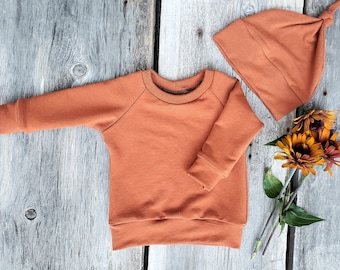 Rust baby sweater bamboo,Organic cotton bamboo sweater, fall baby clothing,  baby sweatshirt