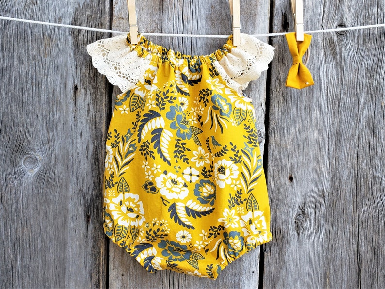 lace romper Summer baby romper Spring baby clothes mustard baby clothes,baby girl gift baby girl romper Boho baby girls clothes