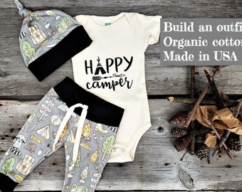 Camping baby clothes, organic baby clothes, baby boy shower gift, hiking baby, baby, baby clothing set, coming home outfit