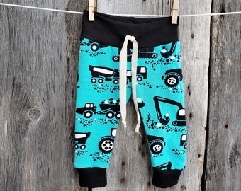 Tractor baby clothes, Organic baby leggings, Jogger pants, Truck baby clothes, baby boy outfit, construction baby