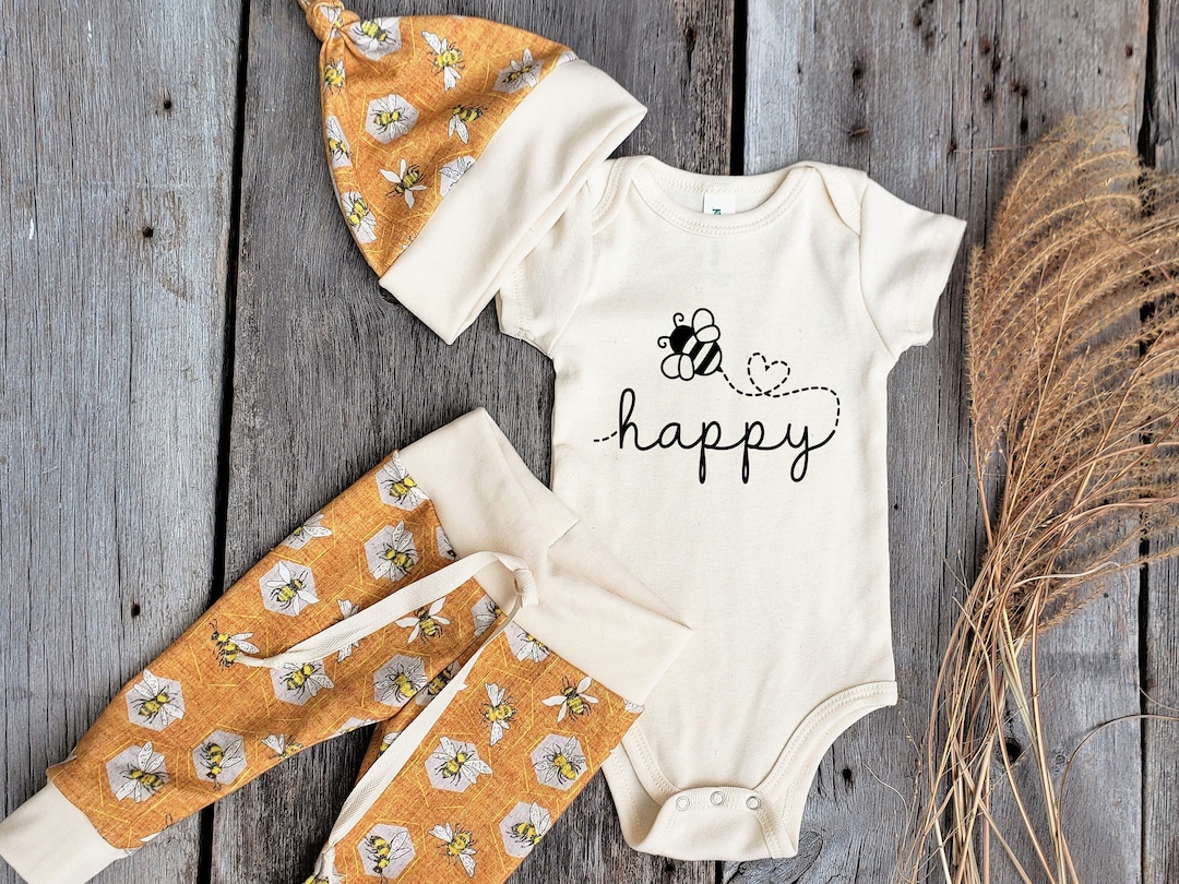 Buy Organic Baby Clothes Set Options: Honey Bee Outfit, USA Made, Cotton  Bee Happy Online in India