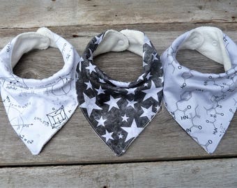 Geek bandana bibs, Organic Bibdana, science baby, chemistry baby, physics baby. bandana bibs, Drool bib, math baby, Baby boy gift,monochrome