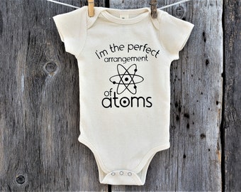 Science Onesie, atom baby clothes, organic baby clothes,  newborn gift, baby coming home,  natural baby, geek baby