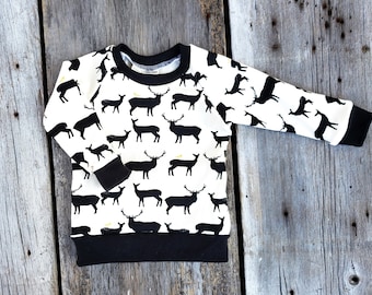 Long sleeve baby top, Deer baby clothes,  Elk organic cotton winter baby sweater