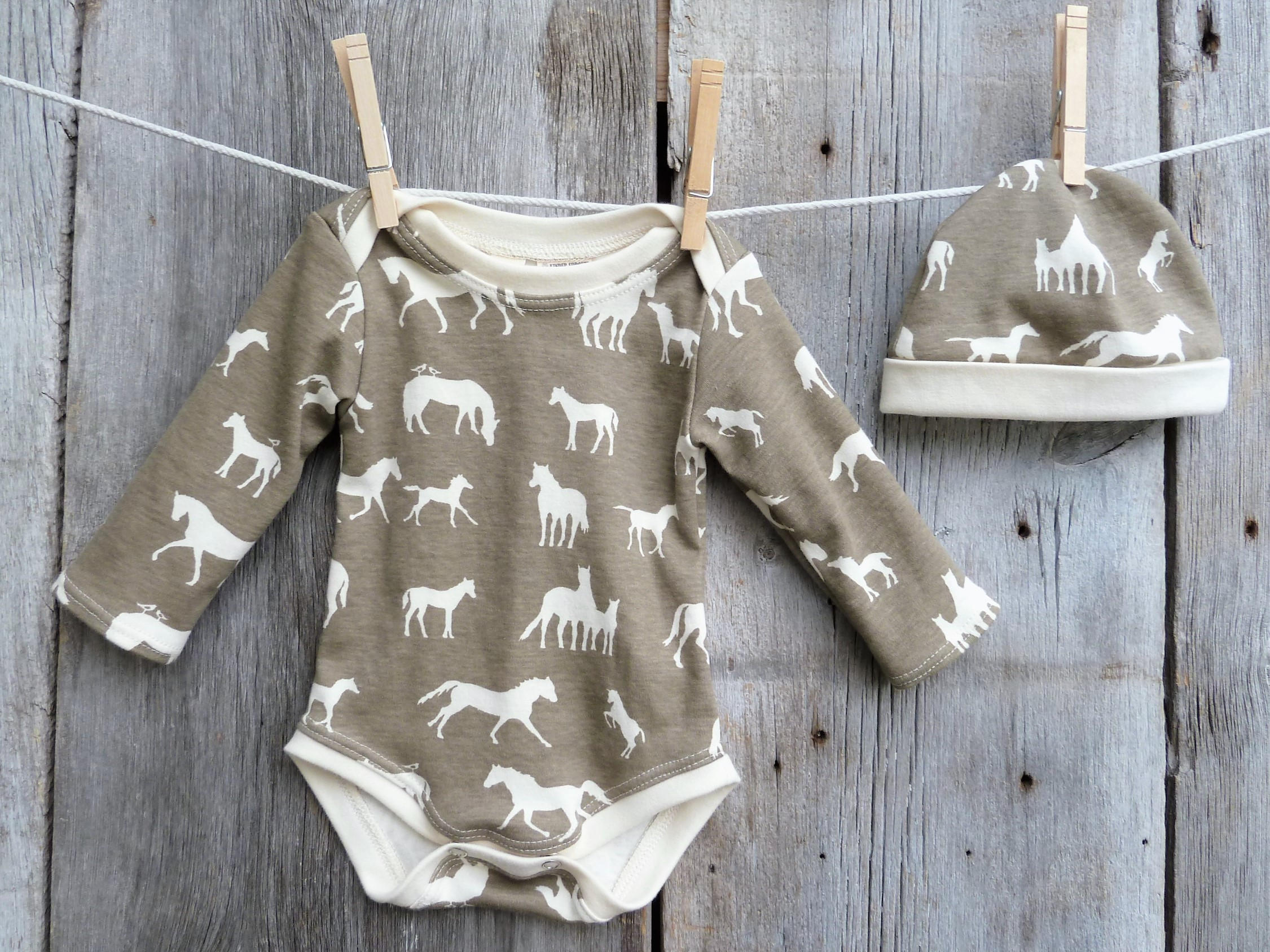 Horse baby bodysuit set Organic baby 