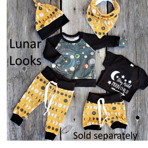 Lunar baby leggings, organic baby clothes, gender neutral baby gift, organic baby leggings, moon phases, baby joggers, moon child image 5