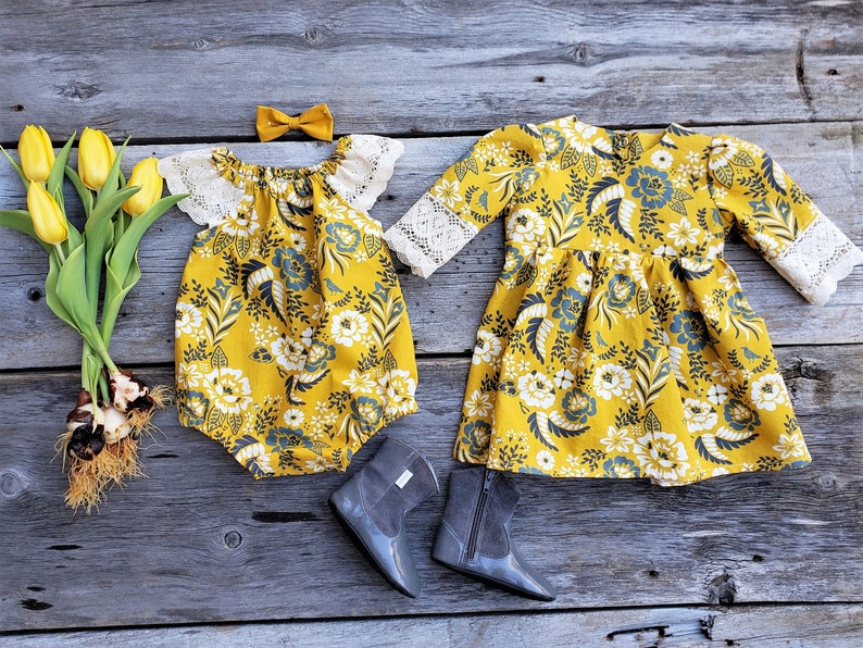 lace romper Summer baby romper Spring baby clothes mustard baby clothes,baby girl gift baby girl romper Boho baby girls clothes