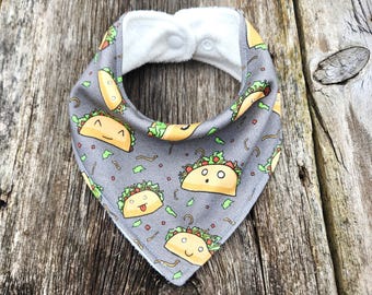 Taco Baby Bandana Lätzchen, Bio-Baumwolle mit Bambus gefüttert, in den USA hergestellt, Kawaii Foodie Baby
