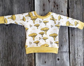 Organic baby sweater, Chanterelle mushroom baby clothes,  gender neutral baby, winter baby clothing